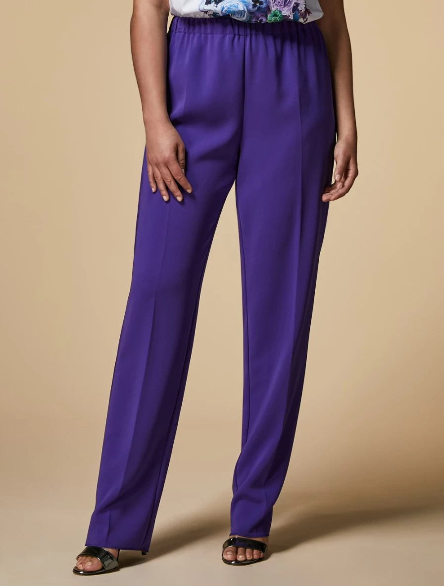 Marina Rinaldi Women's Purple Triacetate Classic Trousers | Elegant Comfort Fit