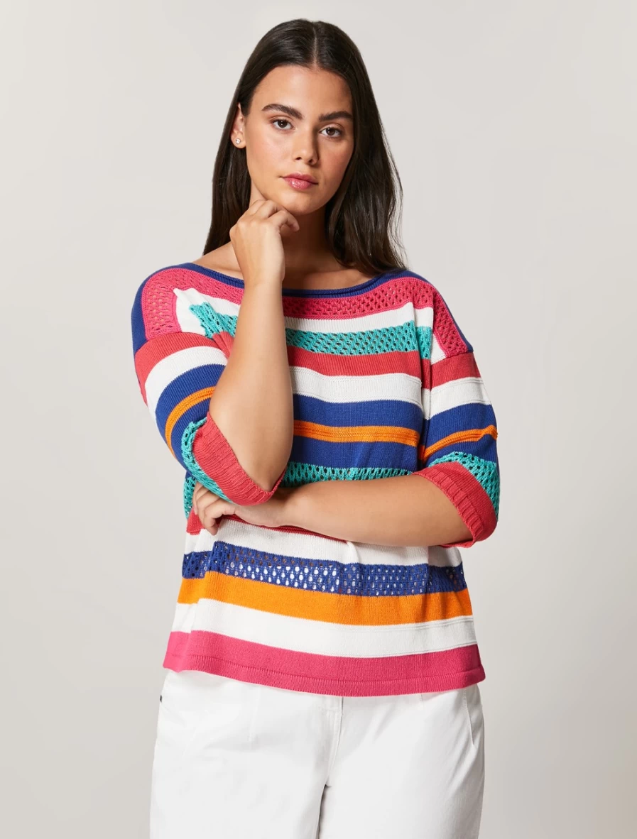 Marina Rinaldi Women's China Blue Ribbon Sweater - Multicoloured Knitwear