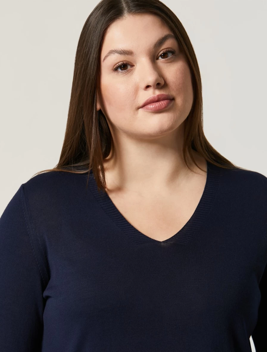 Marina Rinaldi Women's Dark Navy Oversized Viscose Crepe Sweater