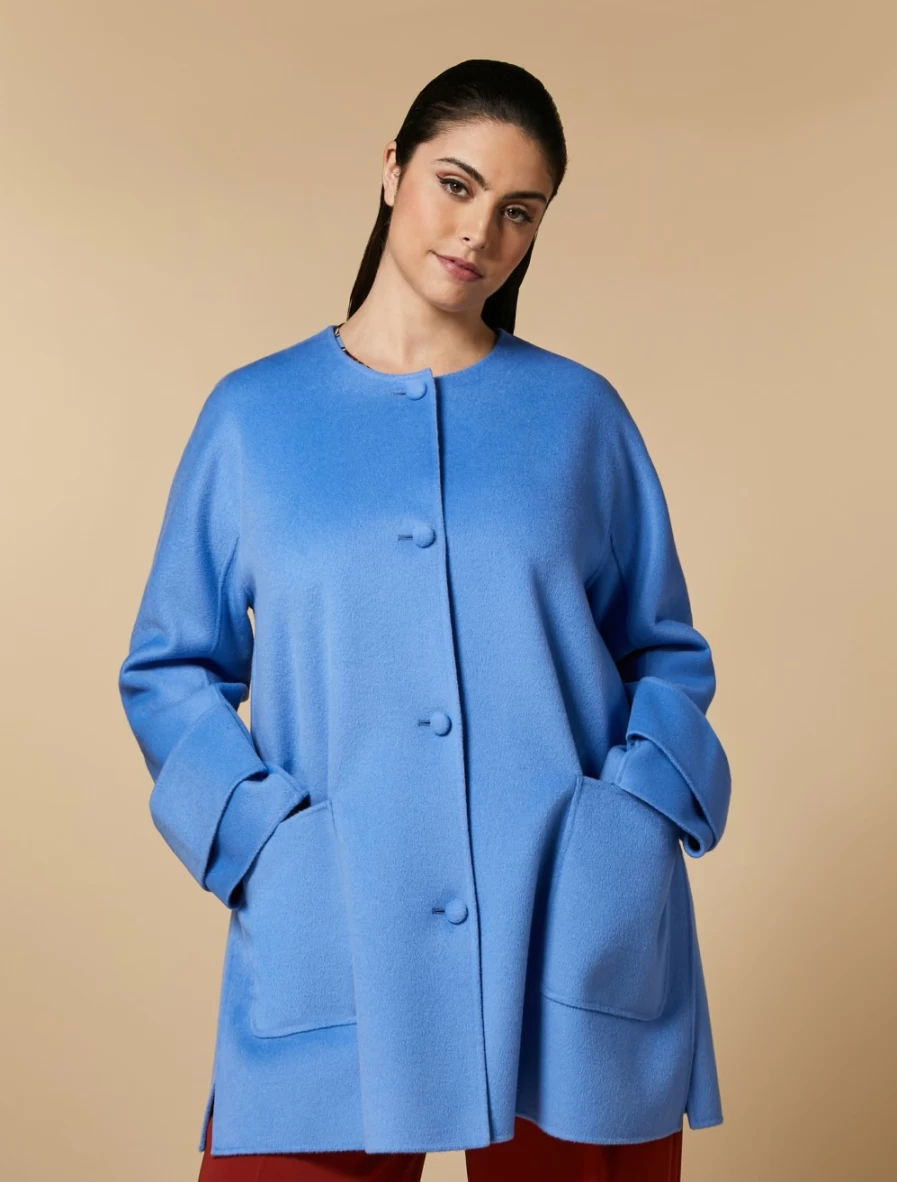 "Marina Rinaldi Women's Ski Blue Double-Faced Wool-Blend Jacket"