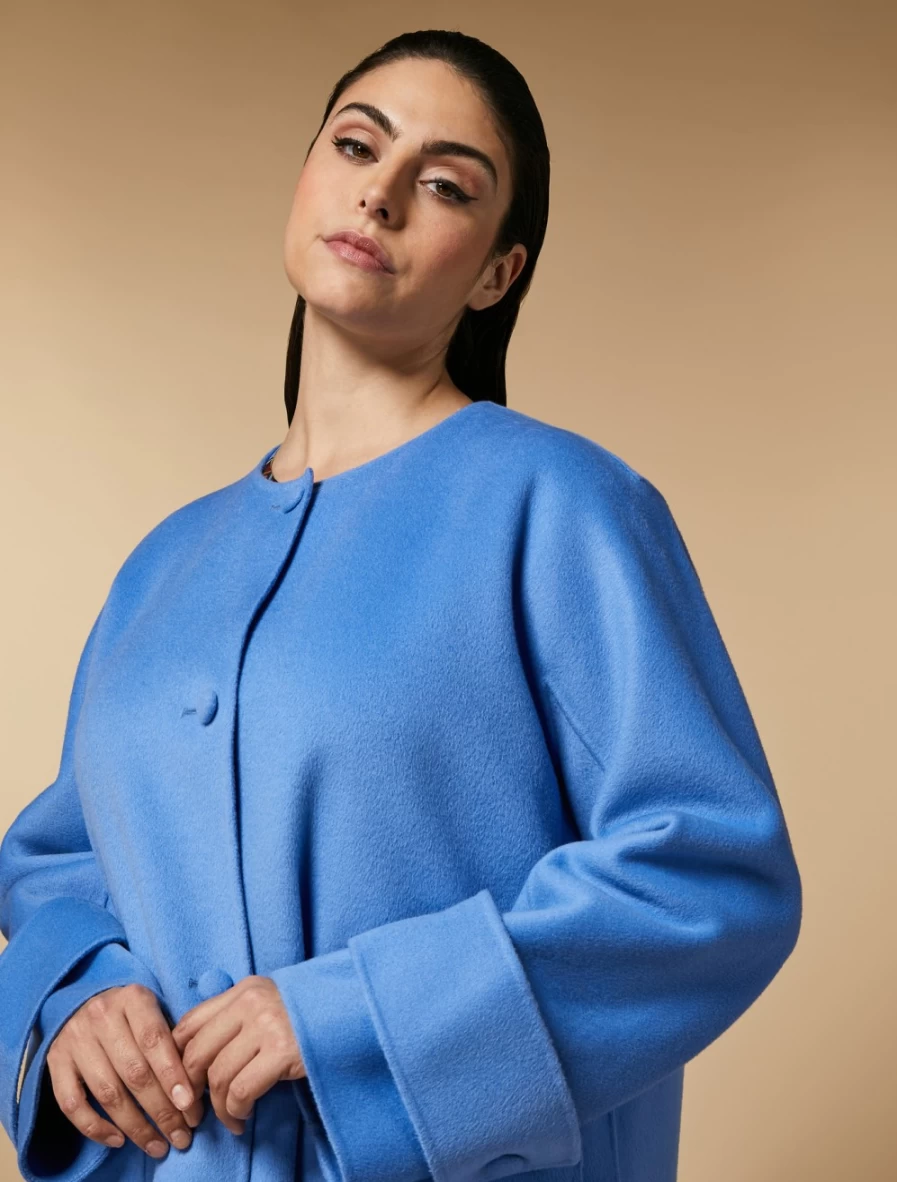 "Marina Rinaldi Women's Ski Blue Double-Faced Wool-Blend Jacket"