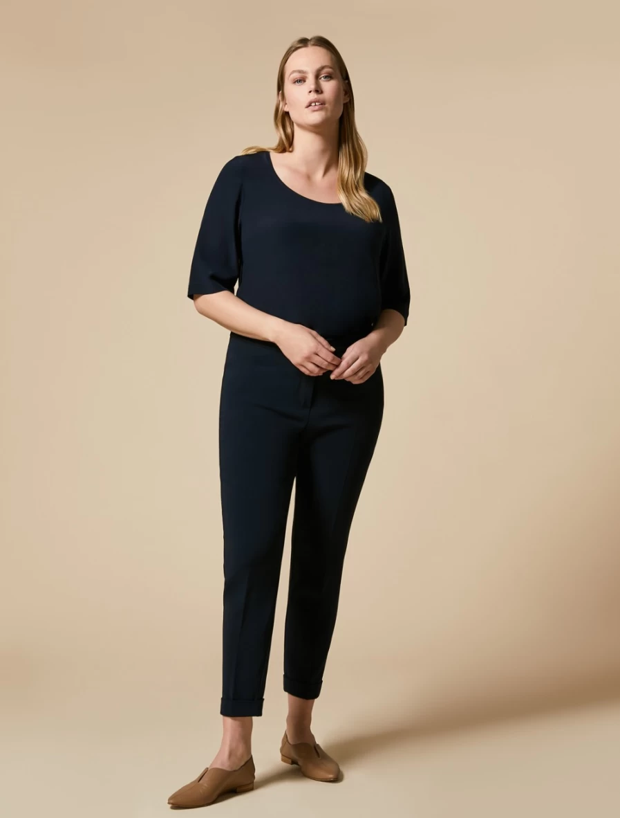 "Marina Rinaldi Women's Slim-Fit Triacetate Trousers in Dark Navy"