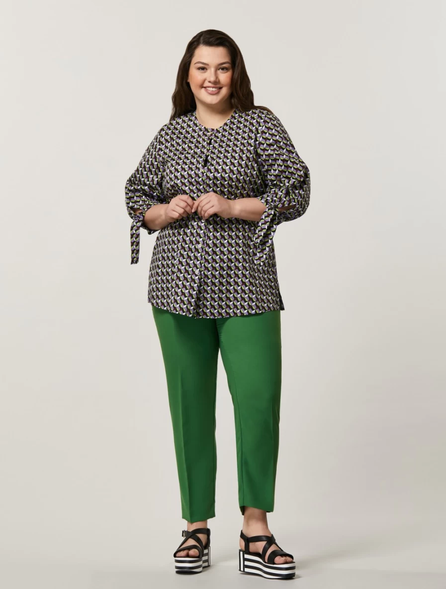 Marina Rinaldi Women's Green Satin Trousers - Envers Style Elegant Palazzo Pants