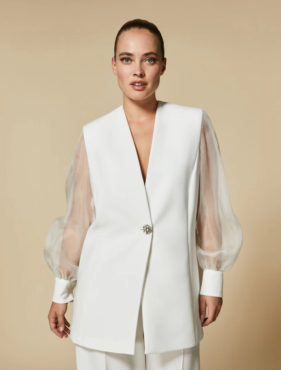 "Marina Rinaldi Women's White Triacetate Blazer – Comfortable & Stylish"