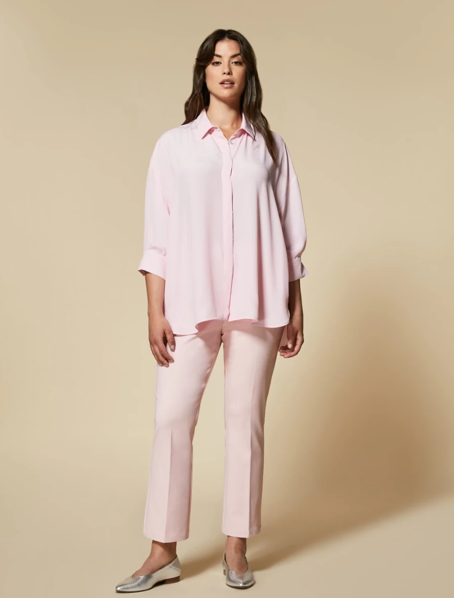 "Marina Rinaldi Women's Pink Cotton-Blend Technical Trousers"