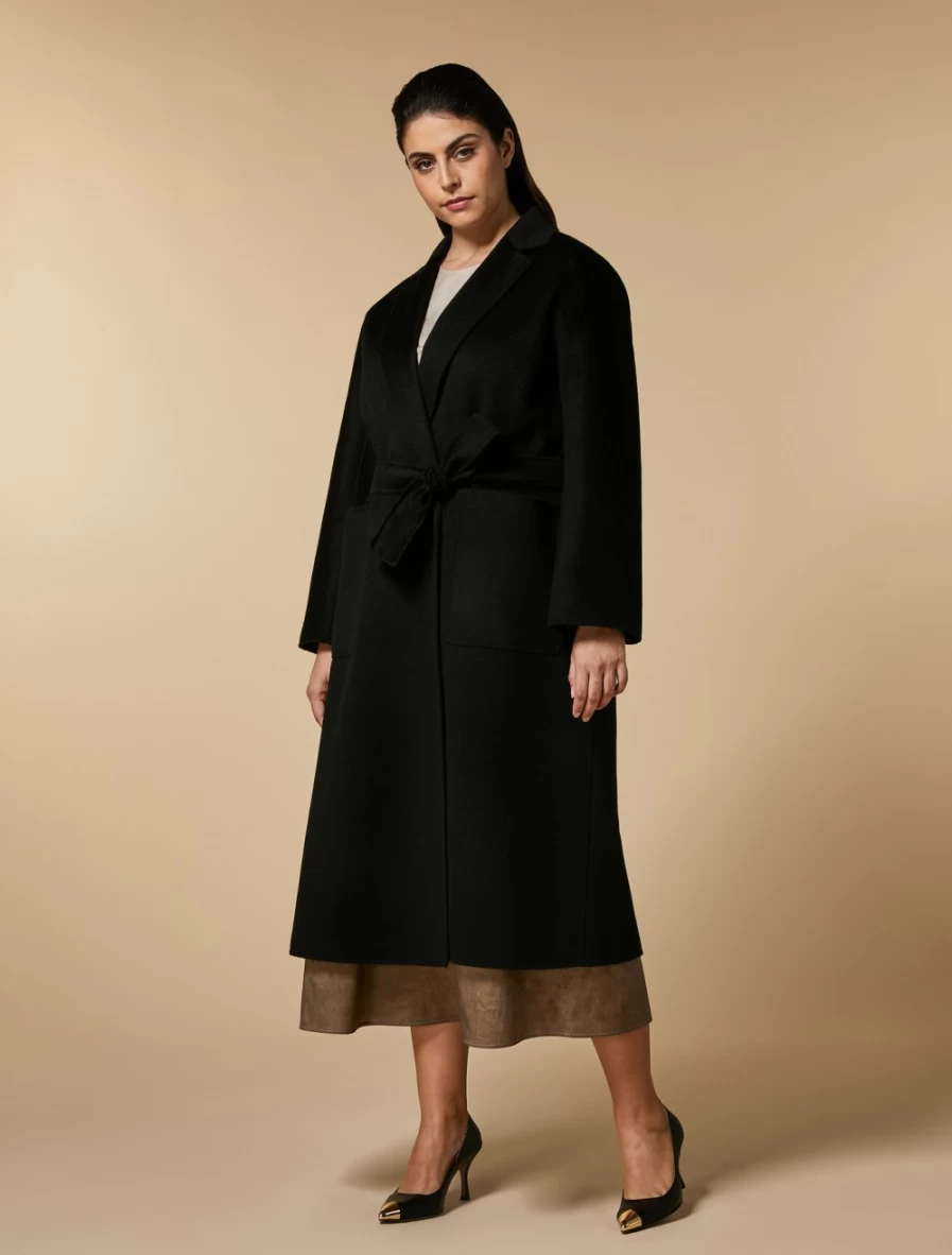 Marina Rinaldi Women's Black Double-Faced Pure Wool Coat