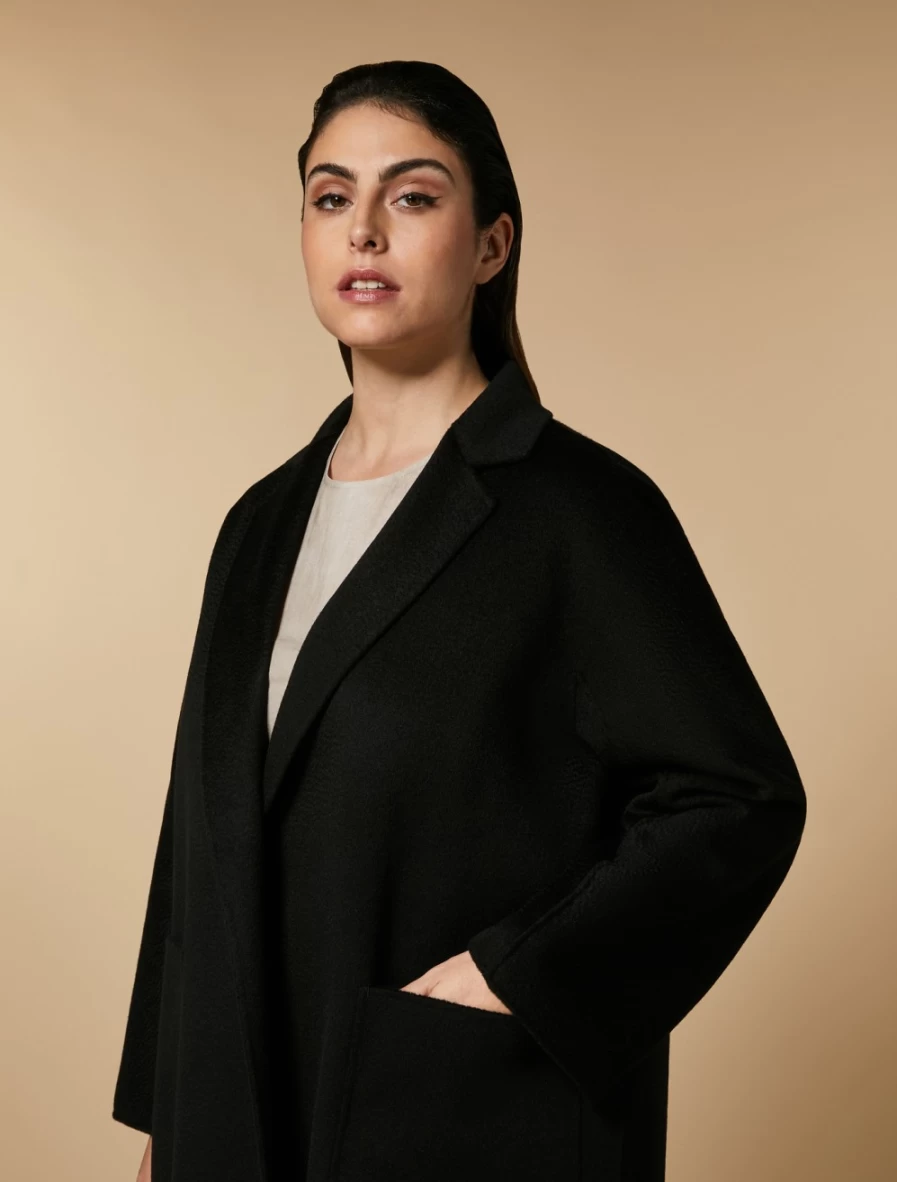 Marina Rinaldi Women's Black Double-Faced Pure Wool Coat