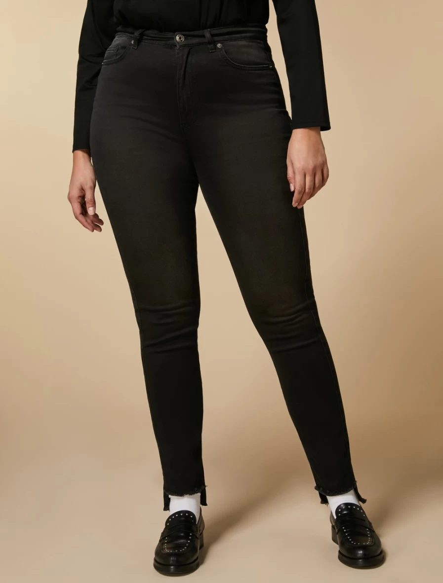Marina Rinaldi Women's Black Slim-Fit Stretch Denim Satin Jeans