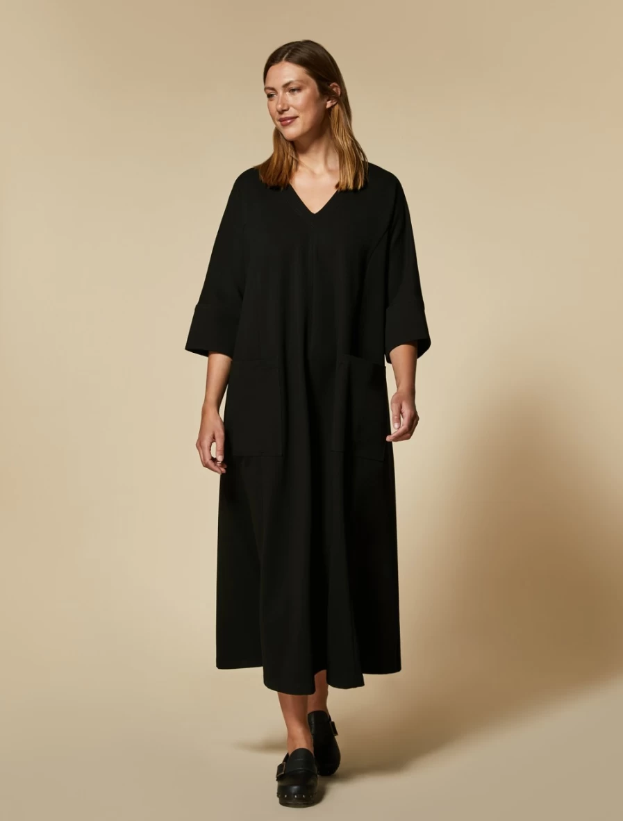 Marina Rinaldi Women's Black Long Jersey Dress - Elegant Comfort Fit