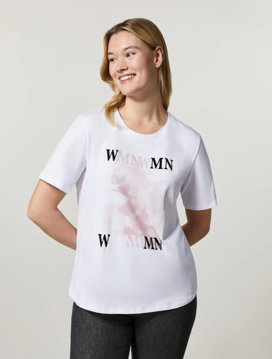 "Marina Rinaldi Women's White Cotton Jersey T-Shirt"