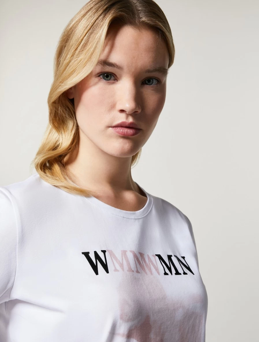 "Marina Rinaldi Women's White Cotton Jersey T-Shirt"