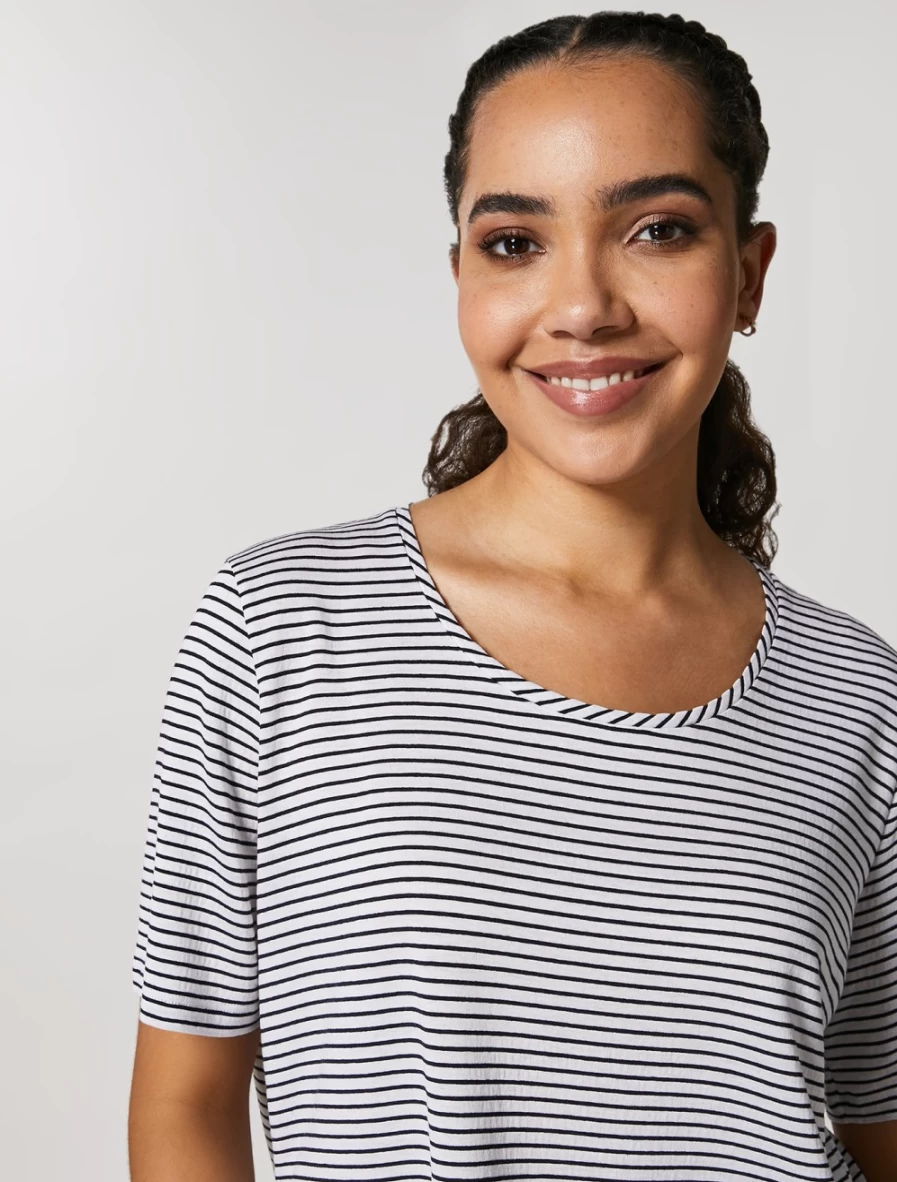 Marina Rinaldi Women's White Yarn-Dyed Jersey Classic T-Shirt