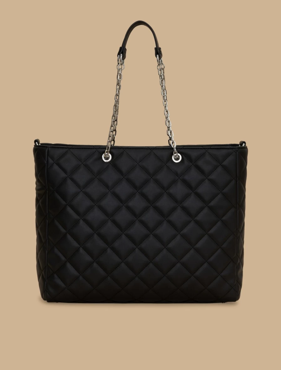 Marina Rinaldi Women's Black Quilted Shopping Tote Bag