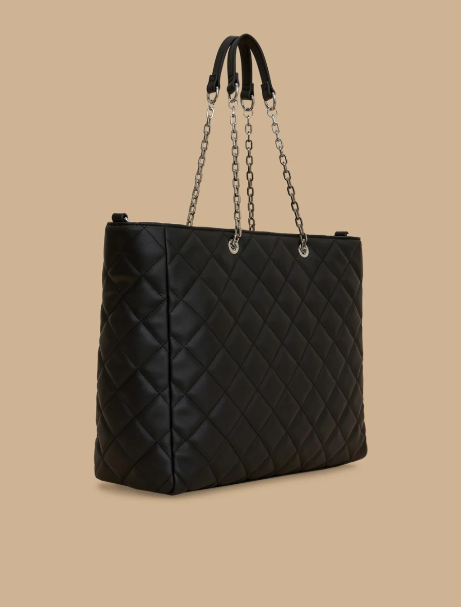Marina Rinaldi Women's Black Quilted Shopping Tote Bag
