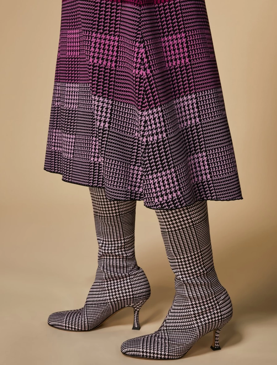 Marina Rinaldi Women's Bordeaux Prince Of Wales Check Knit Dress