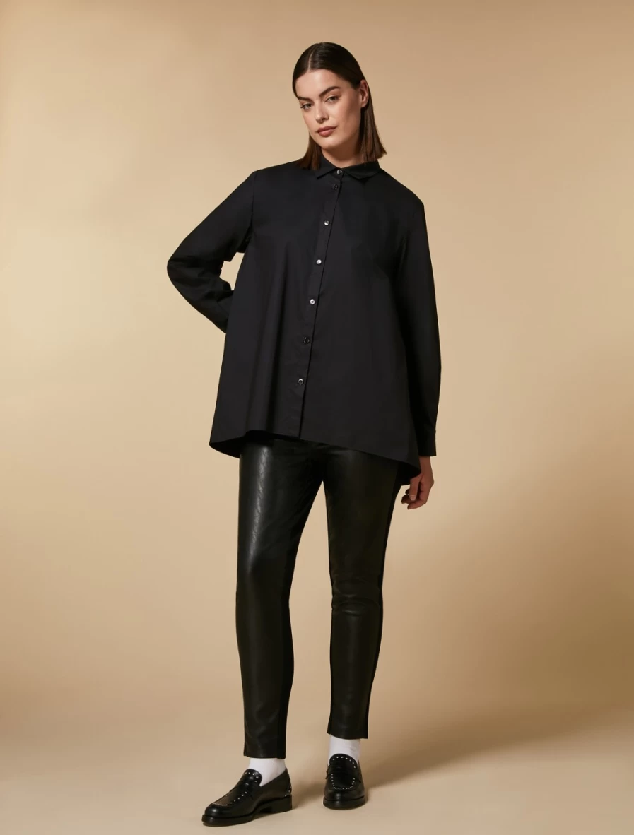 Marina Rinaldi Women's Black Jersey Coated Fabric Leggings