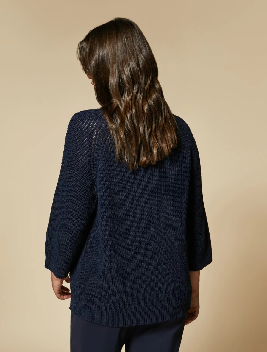 "Marina Rinaldi Women's Dark Navy Cotton Sweater"