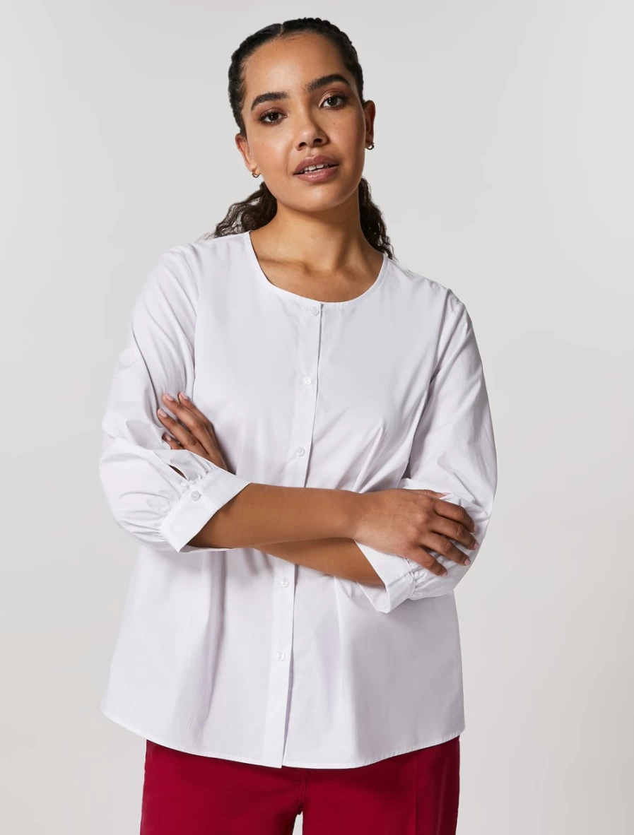 "Marina Rinaldi Women's White Cotton Poplin Shirt"