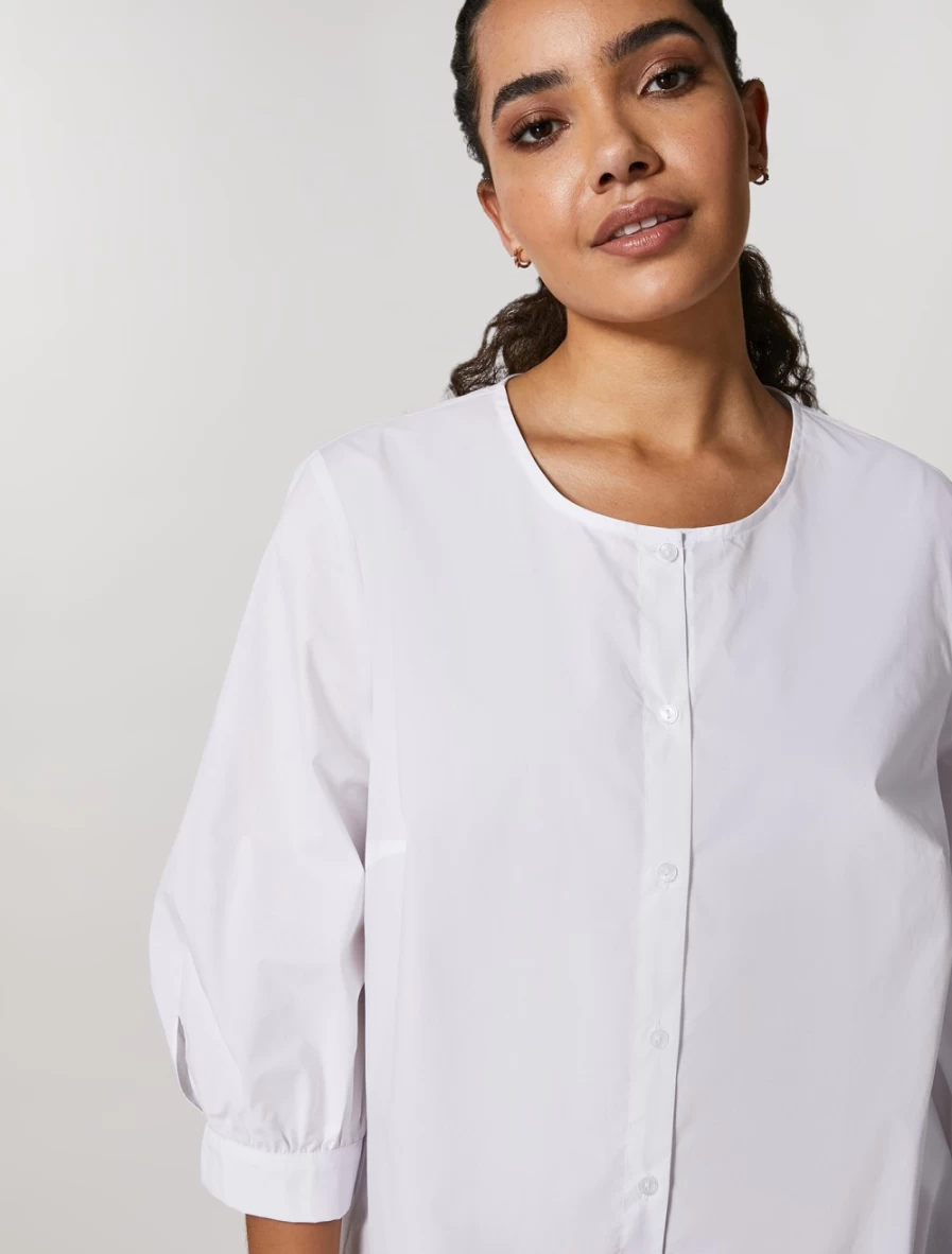 "Marina Rinaldi Women's White Cotton Poplin Shirt"