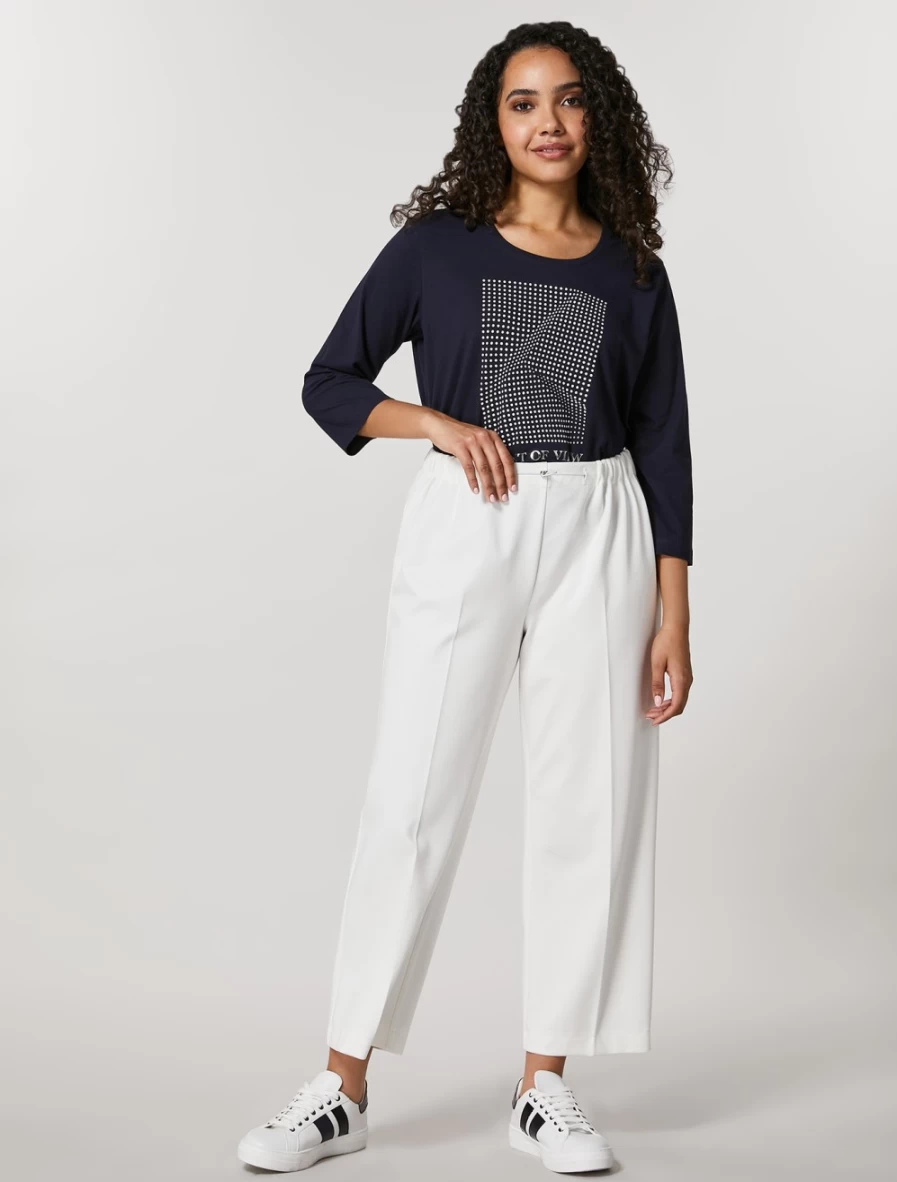 Marina Rinaldi Women's White Fluid Jersey Trousers – Comfortable & Stylish