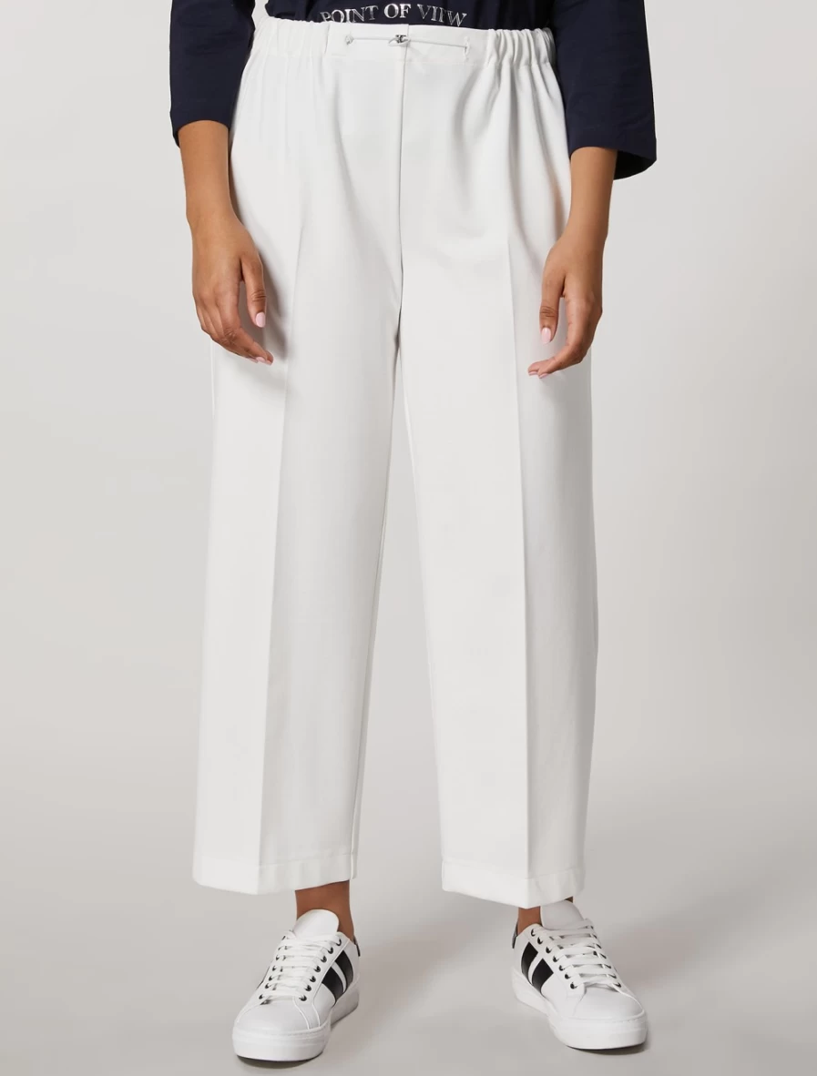 Marina Rinaldi Women's White Fluid Jersey Trousers – Comfortable & Stylish