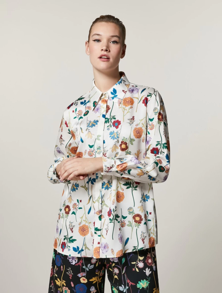 Marina Rinaldi Women's Sand Printed Twill Tunic Top