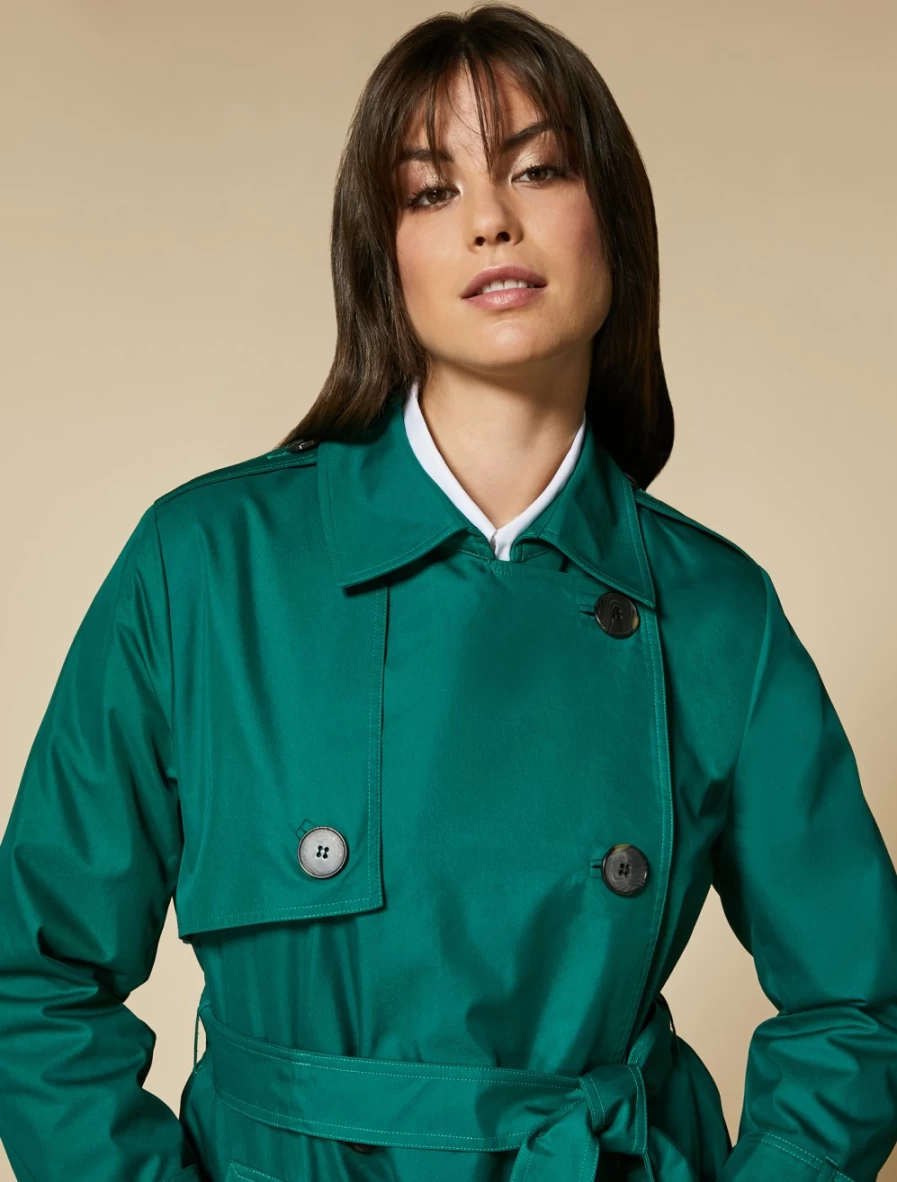 Marina Rinaldi Women's Dark Green Cotton-Blend Trench Coat