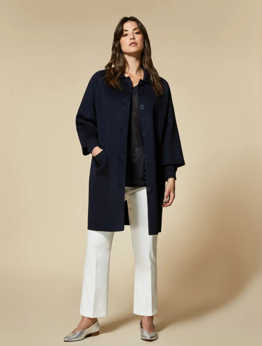 "Marina Rinaldi Women's Dark Navy Cotton Crepe Sweater"