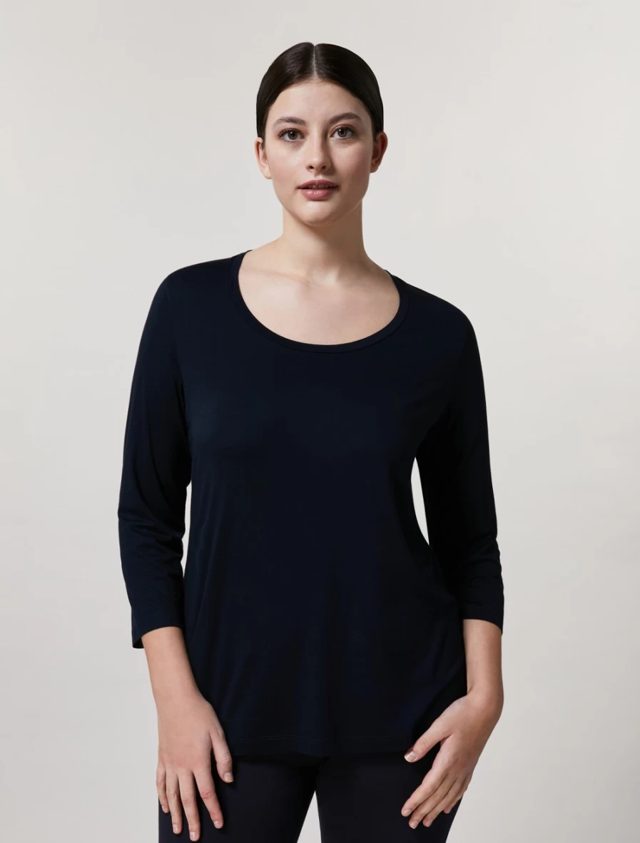 "Marina Rinaldi Women's Dark Navy Viscose Jersey T-Shirt"