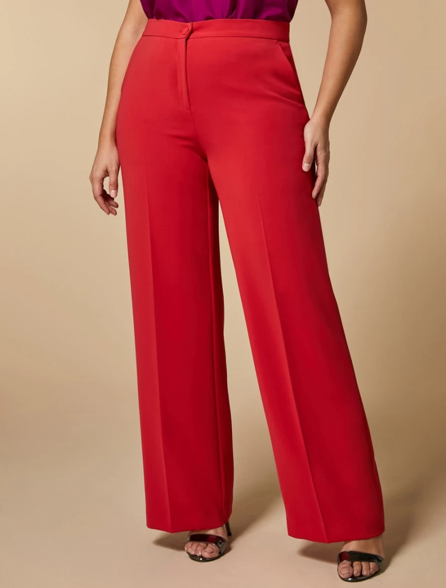 Marina Rinaldi Women's Red Straight-Fit Triacetate Trousers for Elegant Comfort
