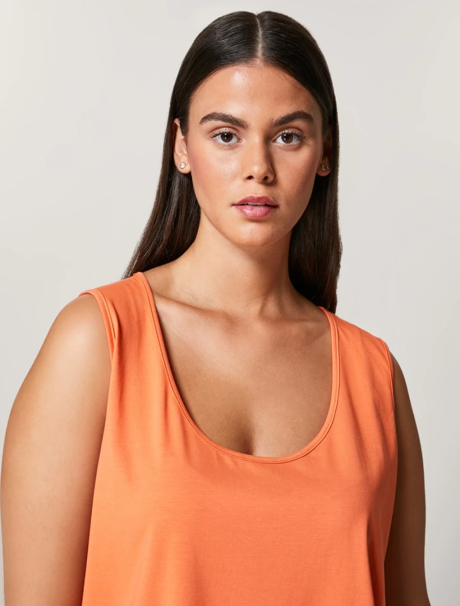 "Marina Rinaldi Women's Orange Stretch Cotton Jersey Top – Comfortable & Stylish"