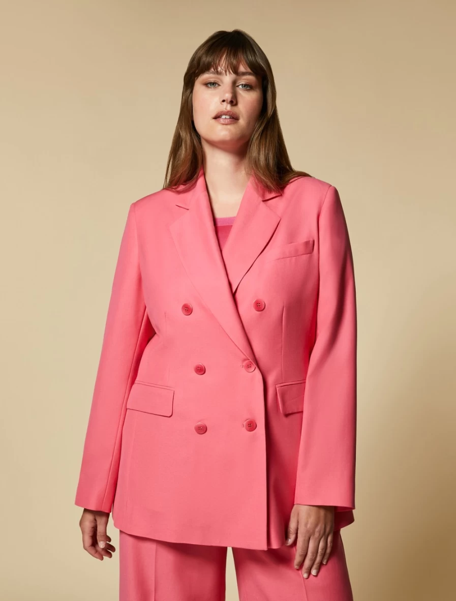 "Marina Rinaldi Women's Red Viscose Blazer Jacket for Elegant Style"