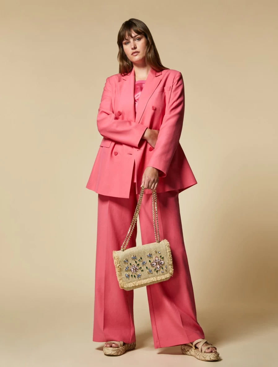 "Marina Rinaldi Women's Red Viscose Blazer Jacket for Elegant Style"