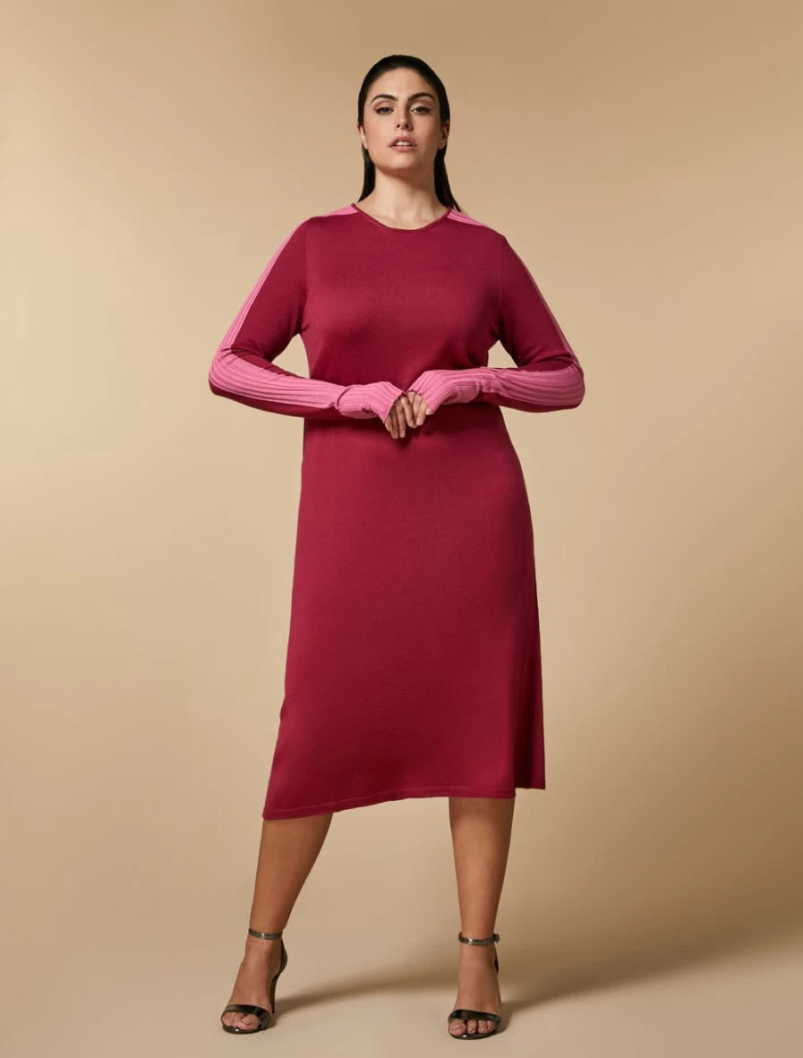 Marina Rinaldi Women's Fuchsia Wool Blend Knit Dress