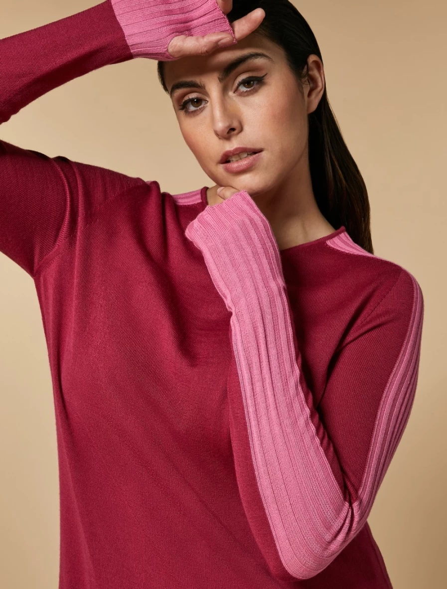 Marina Rinaldi Women's Fuchsia Wool Blend Knit Dress