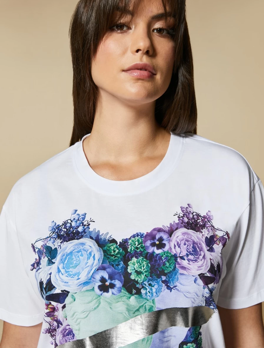 Marina Rinaldi Women's White Printed Jersey T-Shirt