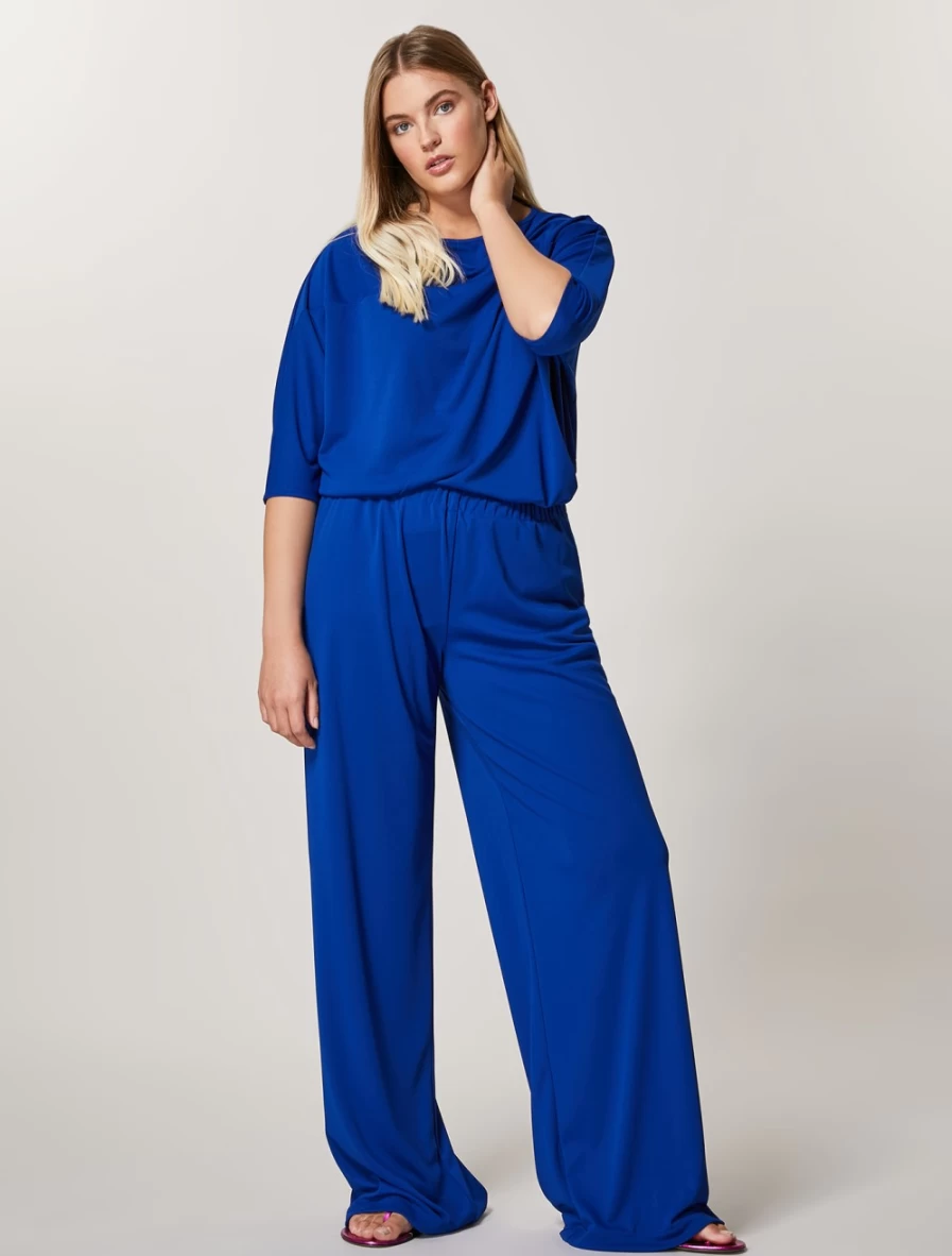 Marina Rinaldi Women's China Blue Interlock Jersey Trousers