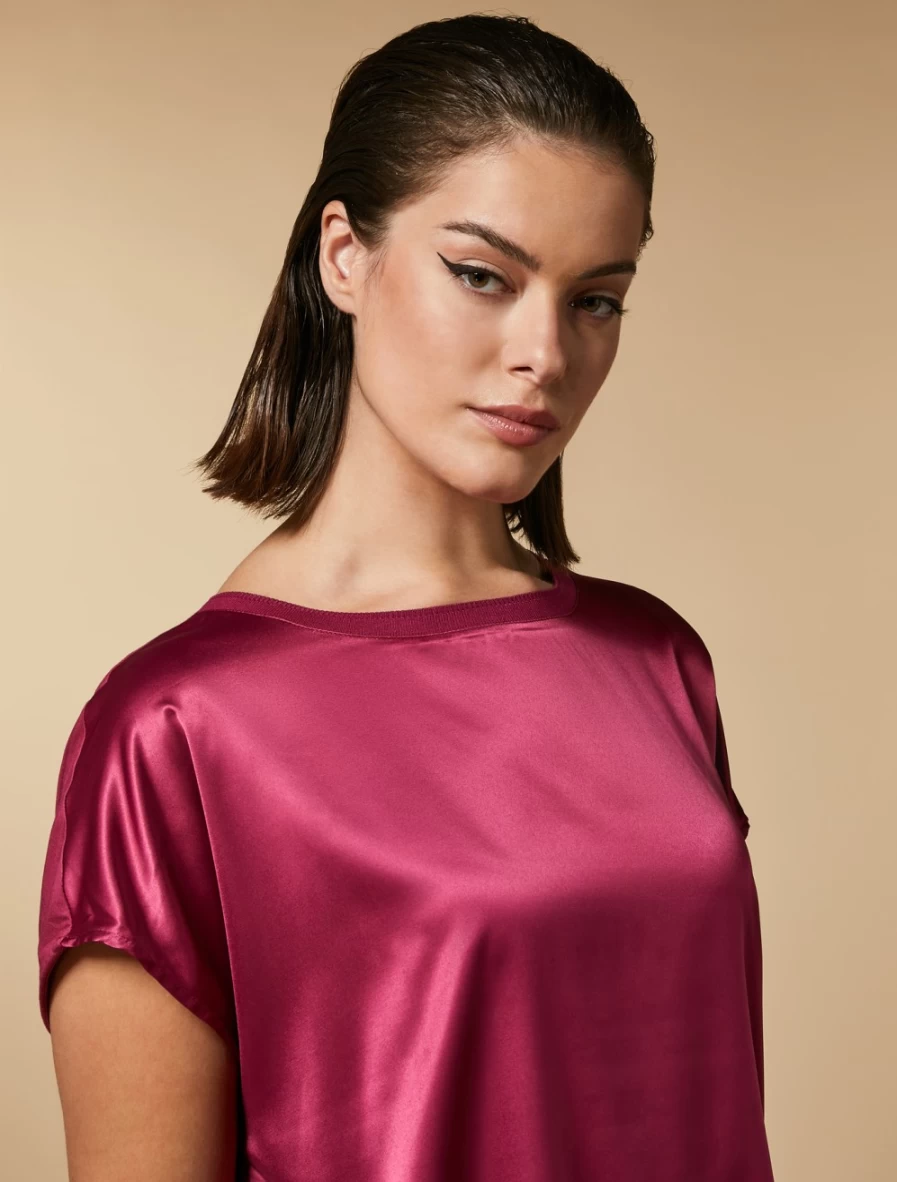 Marina Rinaldi Women's Fuchsia Satin & Crepe Jersey T-Shirt