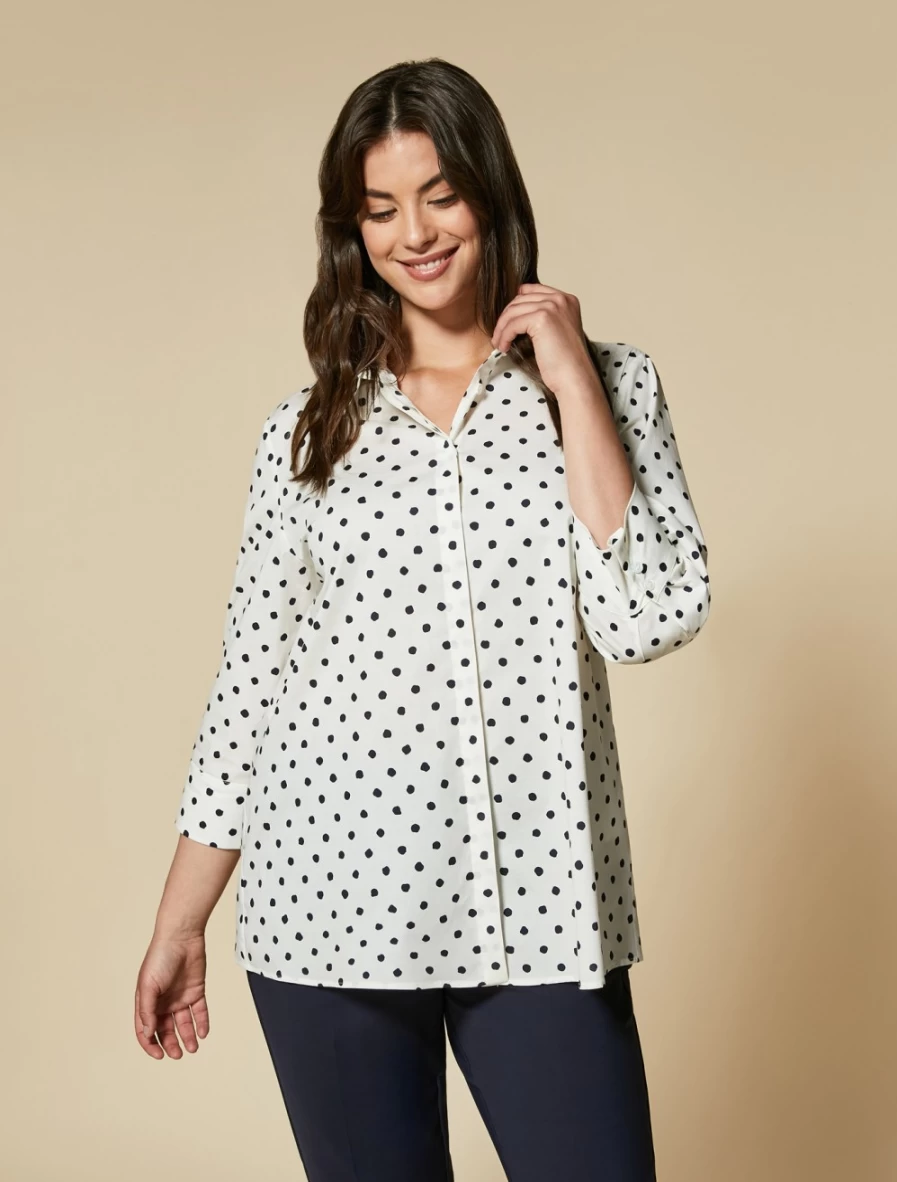 Marina Rinaldi Women's White Printed Poplin Shirt