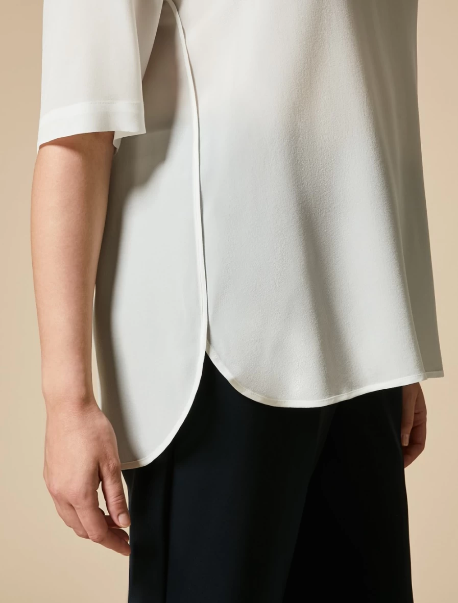 "Marina Rinaldi Women's White Silk Blouse – Elegant Luxury Top"
