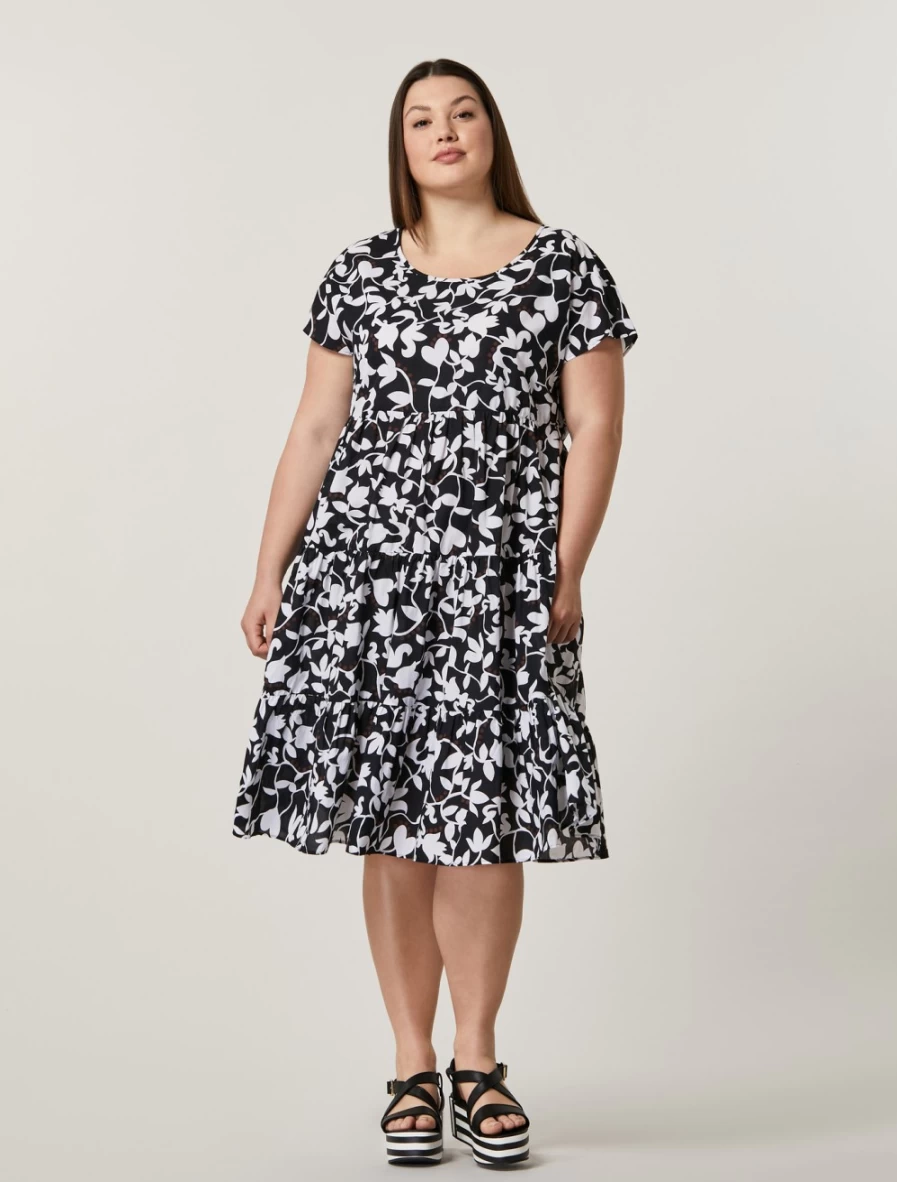 Marina Rinaldi Women's Black Cotton Muslin Dress