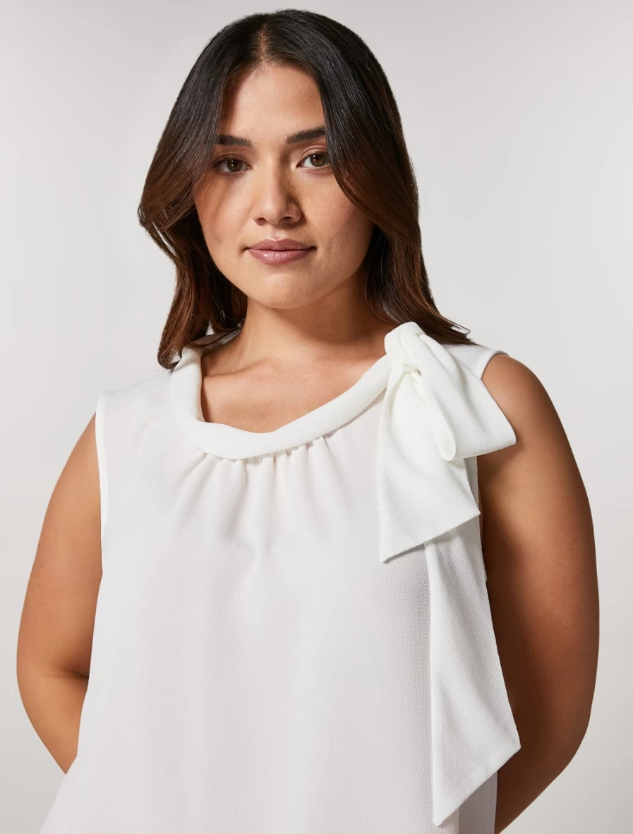Marina Rinaldi Women's White Fluid Draped Top - Elegant Draped Blouse