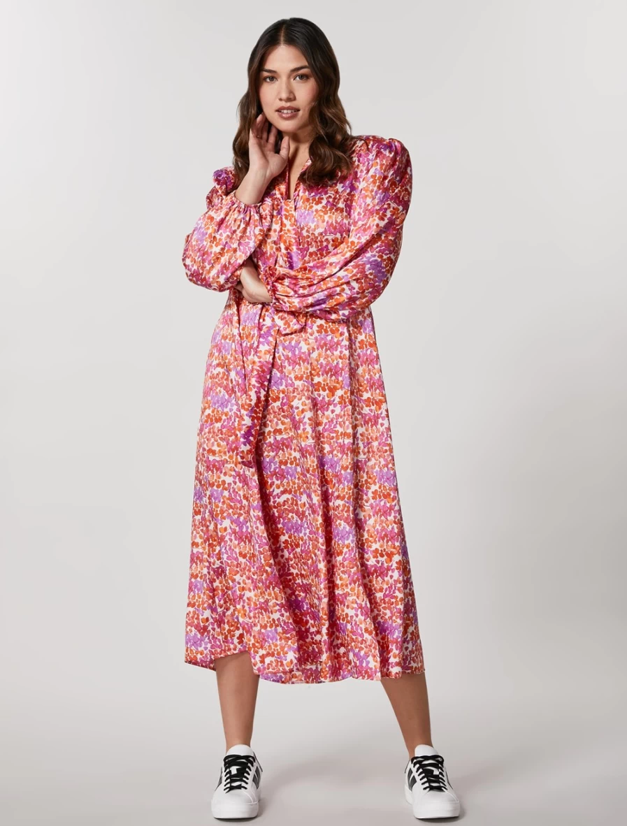 Marina Rinaldi Women's White Printed Twill Dress - Elegant Floral Pattern Casual Wear