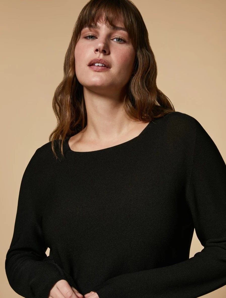 Marina Rinaldi Women's Black Seamless Matte Viscose Sweater