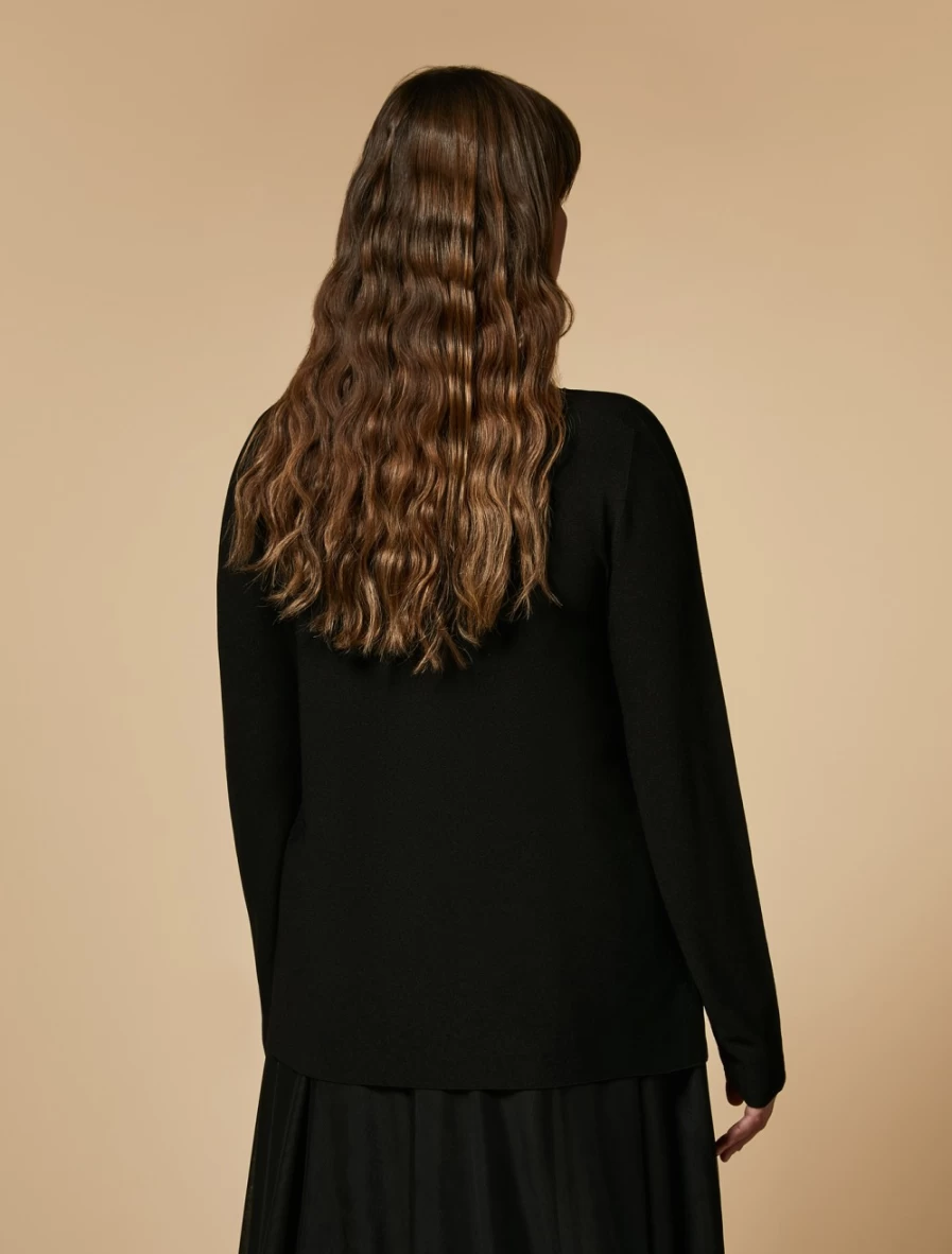 Marina Rinaldi Women's Black Seamless Matte Viscose Sweater
