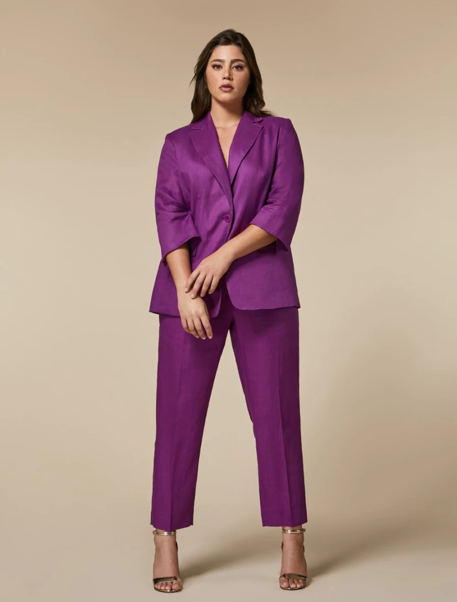 Marina Rinaldi Women's Fuchsia Yarn-Dyed Linen Jacket