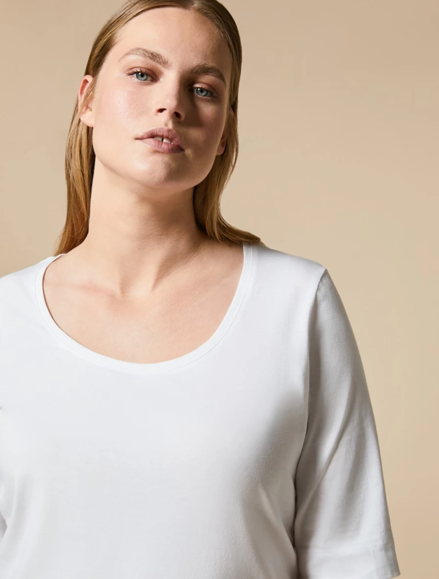 "Marina Rinaldi Women's White Jersey T-Shirt – Soft Cotton Classic Fit Top"