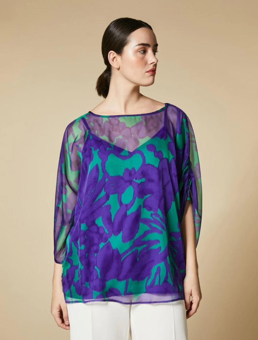 Marina Rinaldi Women's Green Printed Chiffon Tunic Top