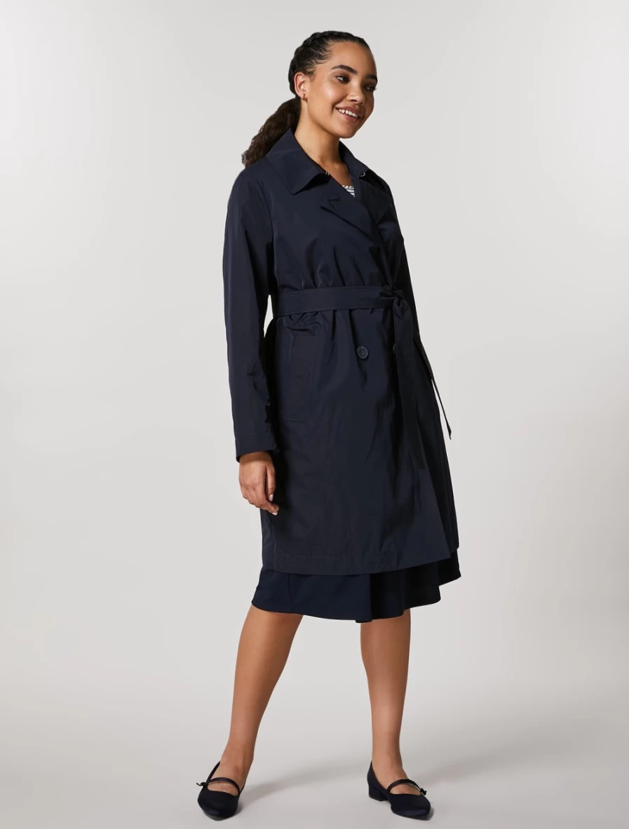 Marina Rinaldi Women's Dark Navy Water-Repellent Memory Trench Coat