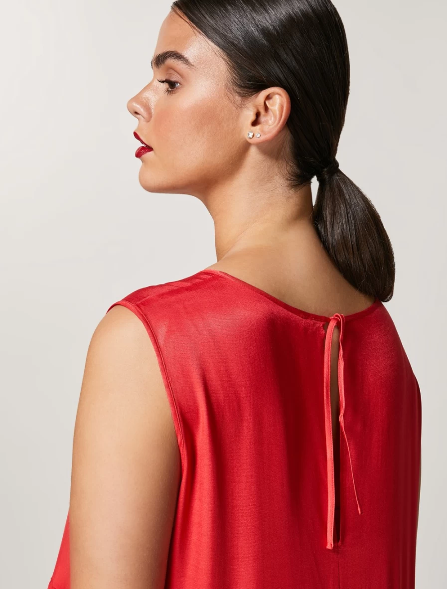 Marina Rinaldi Women's Red Viscose Twill Dress - Elegant Fluid Fit